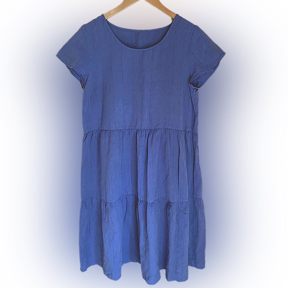 Gudrun Sjoden Dresses & Skirts - Gudrun Sjoden Tiered Linen Blend Midi Dress blue Size small